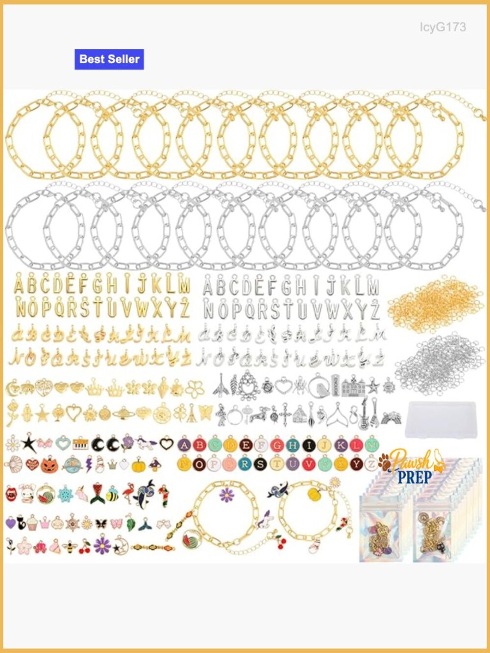 571 Pcs Charm Bracelet Making Kit with 20 Bracelet Chains and Storage Box